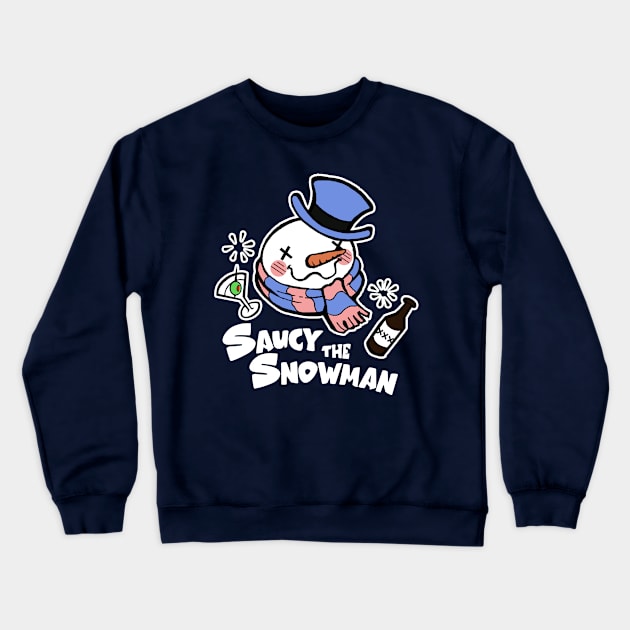 Saucy The Snowman - Frosty Humor - White Outlined, Color Version 3 Crewneck Sweatshirt by Nat Ewert Art